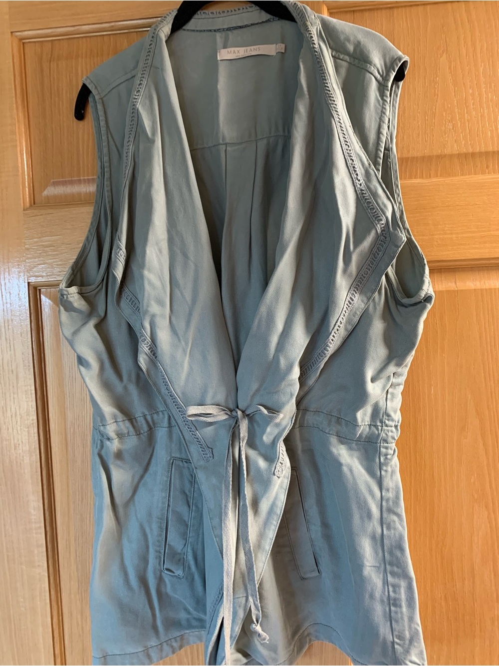 Plus sized Max Jeans Sage Green Sleeveless Tie-Front Tunic Vest